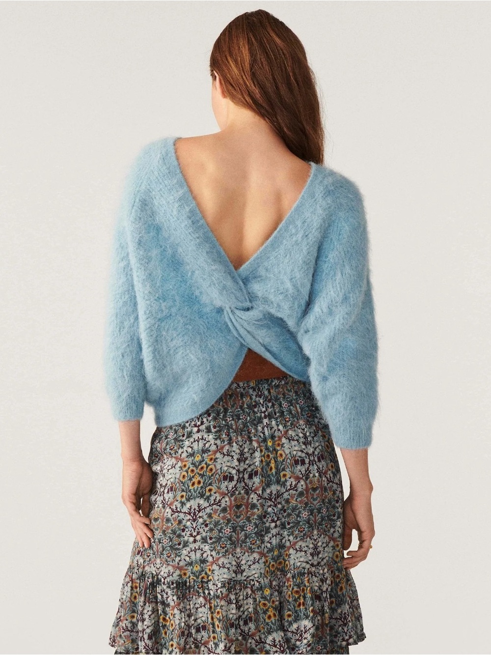 ba&sh Fill Twist-Back Alpaca Pullover Sweater Blue Size XS